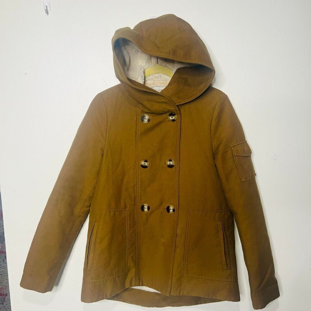 Zara Trafaluc Outerwear Brown Green Cozy Lined Jacket Sz M Poly/Nylon Shell
